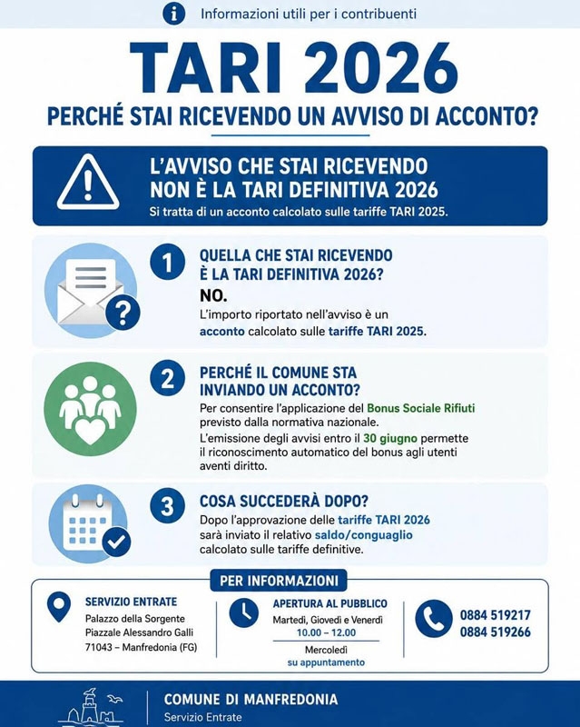 TARI 2026: in arrivo gli avvisi di acconto