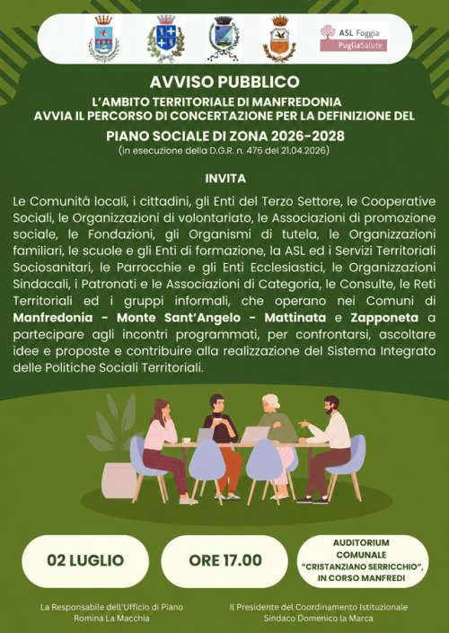 Avvio della concertazione del Piano Sociale di Zona 2026-2028