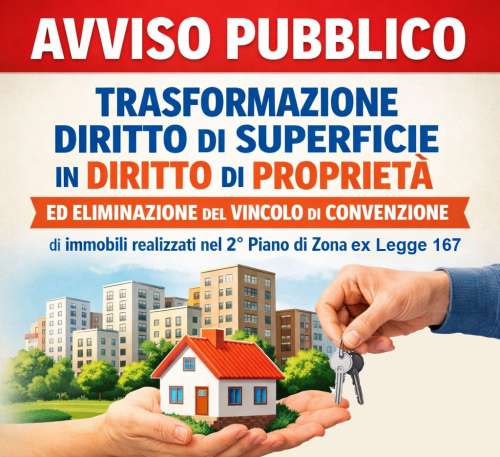 Trasformazione diritto di superficie in diritto di propriet� ed eliminazione del vincolo di convenzione di immobili realizzati nel 2� Piano di zona ex legge 167