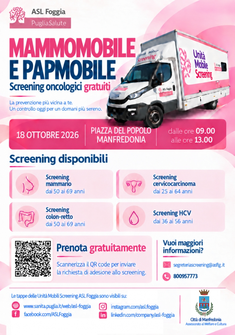 Ottobre Rosa a Manfredonia: il 18 Ottobre Mammomobile e Papmobile in Piazza del Popolo