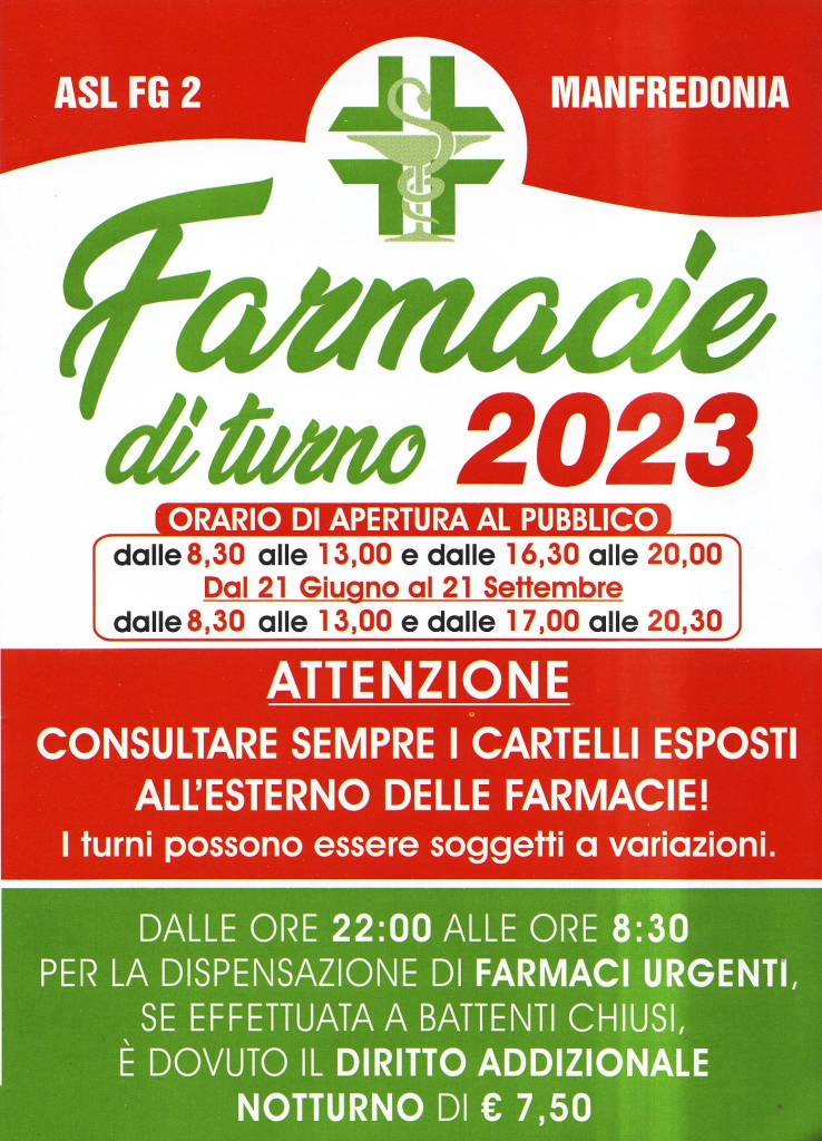 Farmacie di Turno 2023 Comune di Manfredonia